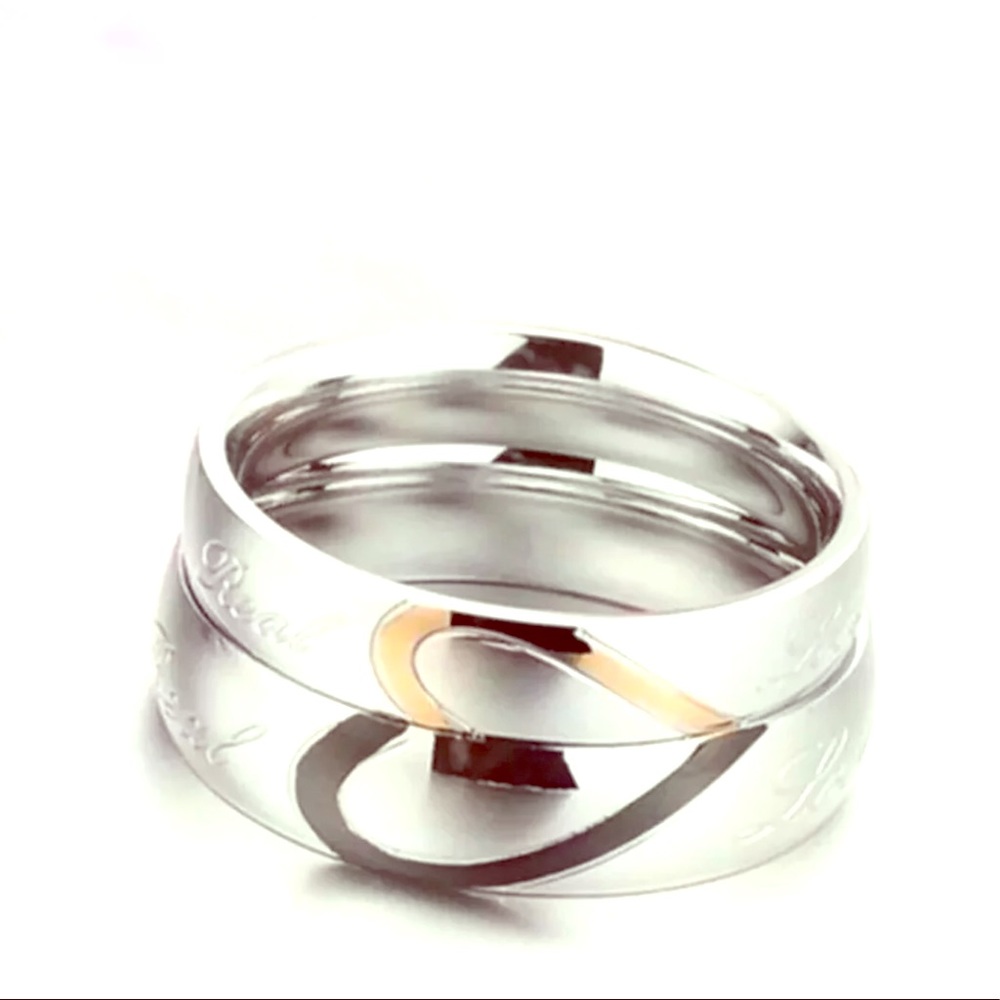 Heart Shaped Matching Titanium Wedding
